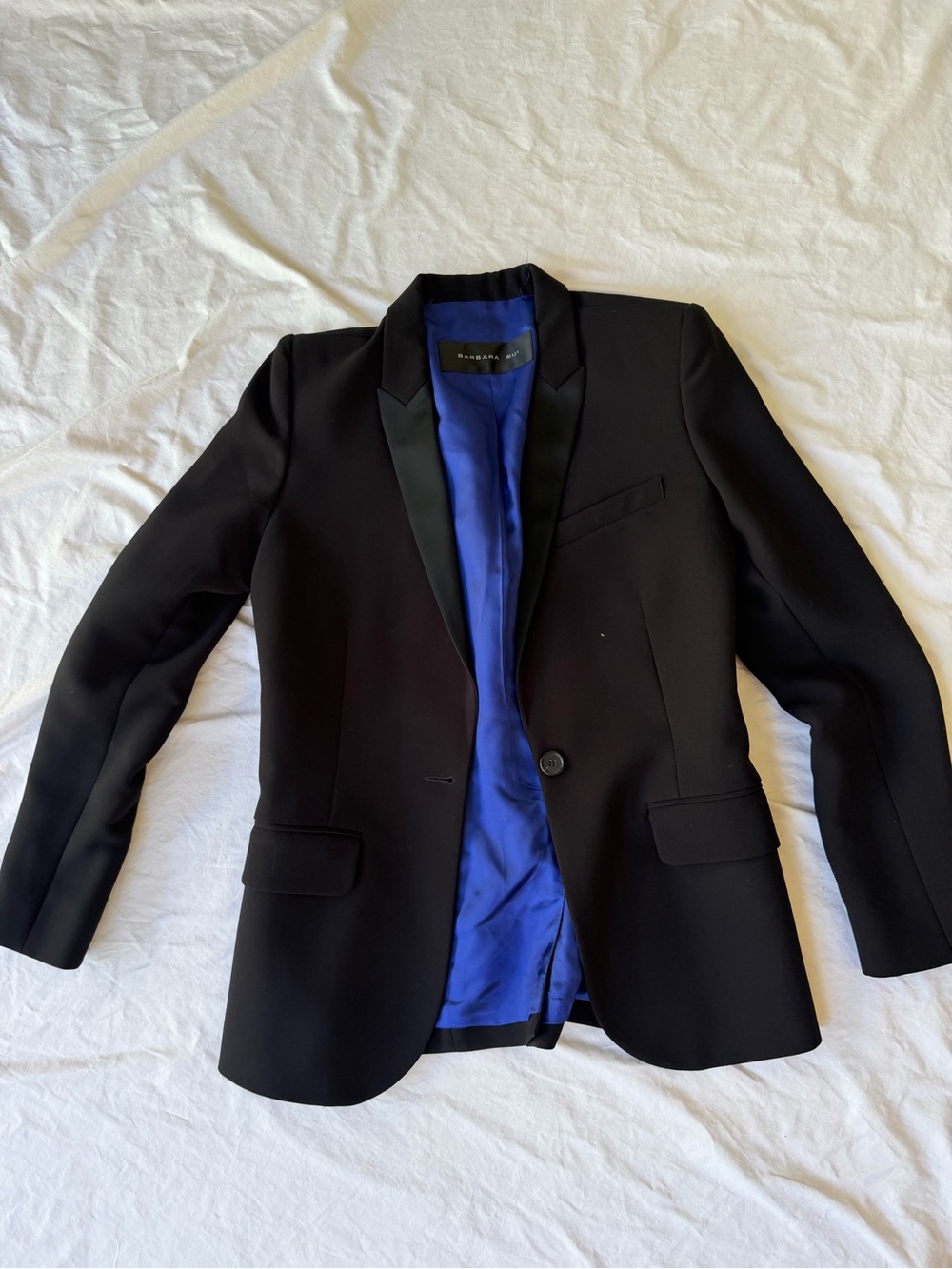 Barbara Bui Black Blazer with Blue Satin Lining